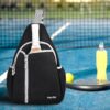Hap Tim Pickleball Bags for Men & Women, Pickle Ball Backpack - Large Capacity, Adjustable Sling Bag, Breathable, Water Bottle Holder, Multiple Compartments for Accessories, Black