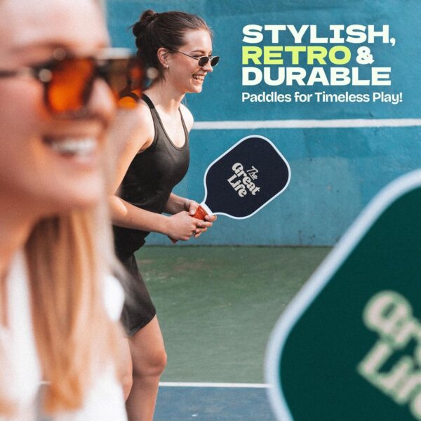 Premium Pickleball Paddle | Carbon Fiber | Beginner Friendly | 6in. Handle | Honeycomb Core | Lightweight | Single Paddle + Paddle Cover Included | Retro & Stylish