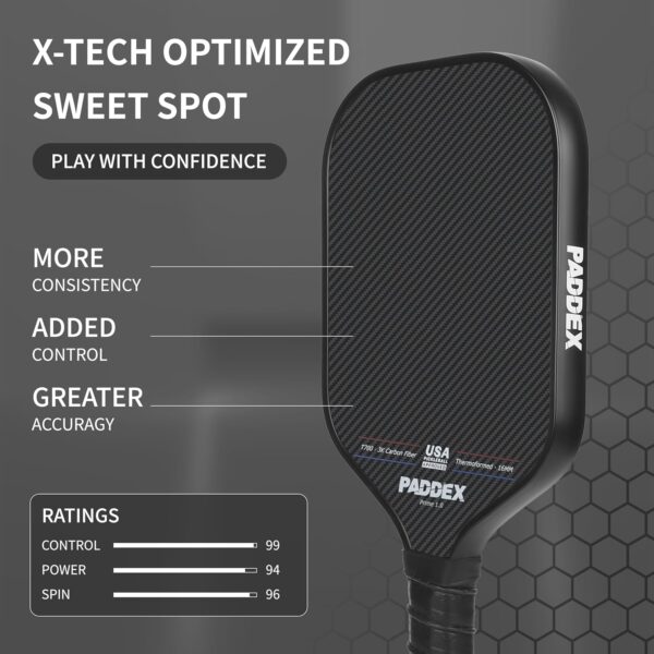 T700 Carbon Fiber Pickleball Paddle – 16mm Polypropylene Honeycomb Core, Thermoformed Foam Injected Walls, Teflon-Textured Surface for High Spin, USAPA Pending Approval, Includes Paddle Cover