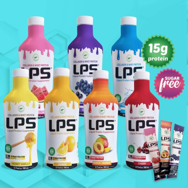 Nutritional Designs LPS Liquid Collagen & Whey Protein Supplement - Sugar-Free Non-GMO Drink - Promotes Healthy Skin & Hair for Men & Women (Orange)