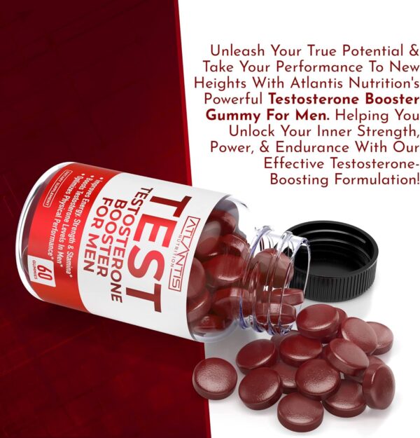 Atlantis Nutrition Testosterone Booster For Men Gummies - Male Enhancement, Boosts Energy, & Optimizes Physical Performance Formulated w/Tribulus, Horny Goat Weed, Saw Palmetto, Maca Root - 60 Gummies