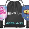 Helium Pickleball Paddle for Kids – (2 Pack - POW! and Girl Power) Child Size, Lightweight Honeycomb Core, Graphite Strike Face, Premium Comfort Grip, 2 Pickleball Paddles & 2 Drawstring Bags