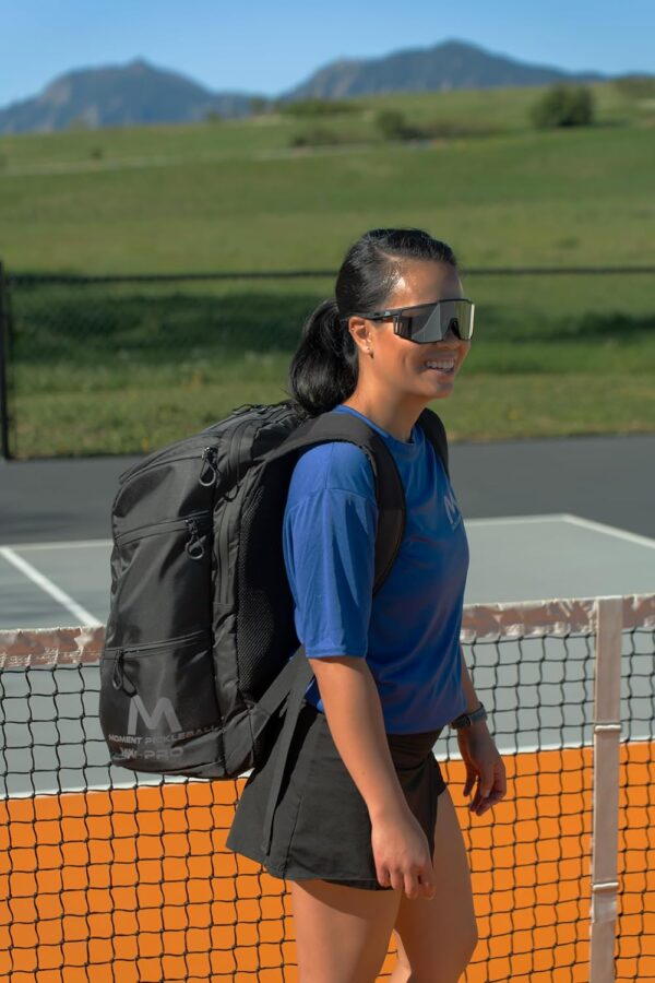 MOMENT MW-PRO Pickleball Bag | 2 Fence Hook Straps | 4 Pockets for Paddles, Balls, Shoes | Spacious Storage | Travel Ready
