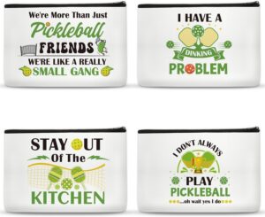 4Pcs Pickleball Gifts Makeup Bags Dink Ball Bags for or Women Men Cosmetic Bag Christmas Gifts for Women Girls Zipper Canvas Toiletry Bag