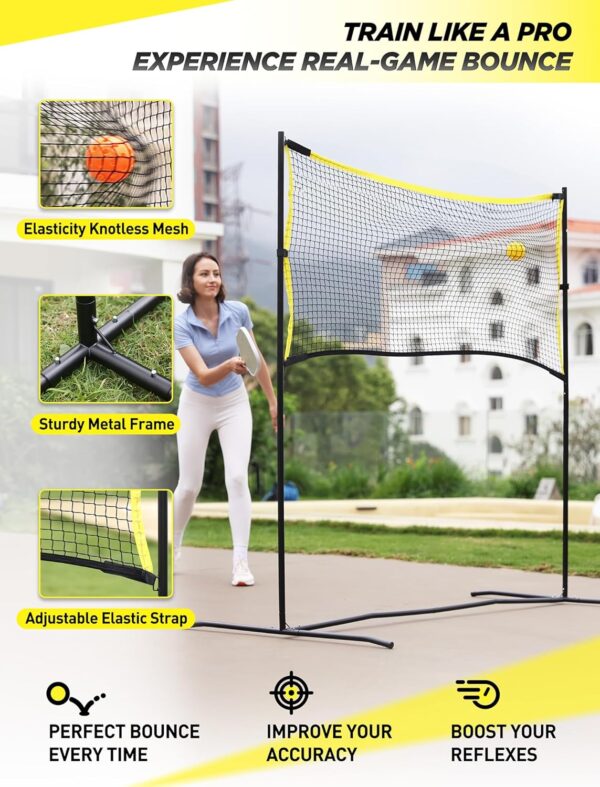 Pickleball Net with Practice Rebounder: 6ft Wide Pickleball Trainer - Practice Rebounder for Solo and Dink Pickle Ball Training