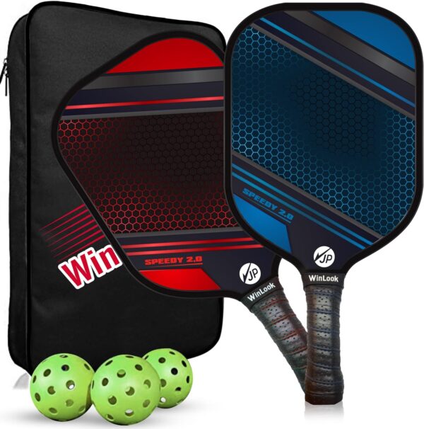 JP WinLook Premium Pickleball Paddles Set – USAPA Pickleball Set - Graphite Carbon Fiber Rackets for Women & Men and Balls for Indoor or Outdoor Play - Racquets, Pickleballs & Carry Bag