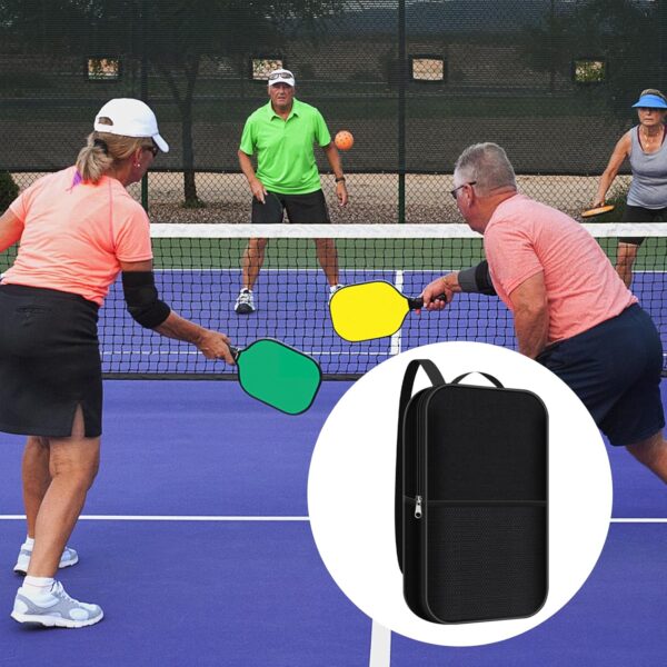 Pickleball Paddle Cover with Pocket, With Extra Storage Space Pocket for Accessories, Fits Store 2 Paddle &4balls, Zipper Closure - Waterproof Material