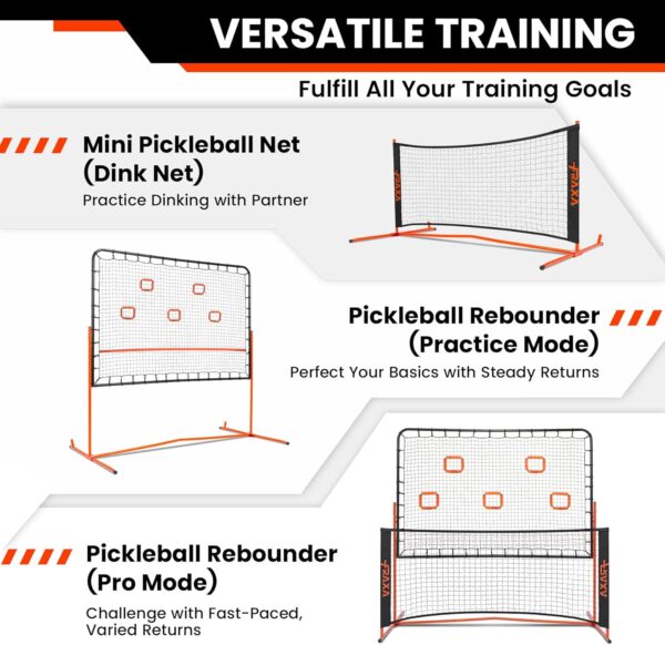 Fraxa Pickleball Rebounder Training Equipment - Pickleball Net for Solo Practice Drives Dinks Volley Accuracy - Portable for Outdoor Driveway Backyard Indoor Garage