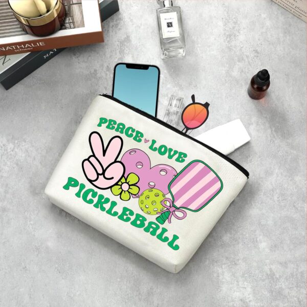Pickleball Lover Makeup Bag - Gift for Mom, Player, Coach, Team - Cosmetic Pouch for Women, Her, Teen Girl - Sports Gift for Christmas, Birthday - Peace Love Pickleball