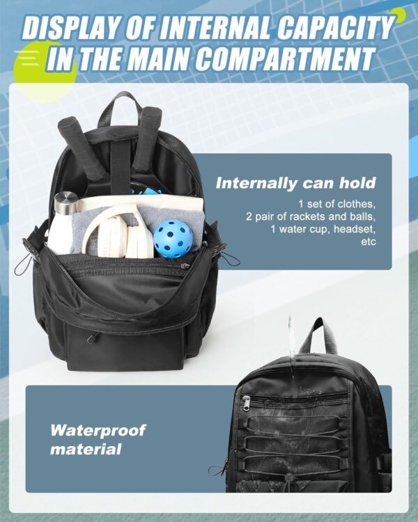 suwasp Pickleball Bag, Pickleball Backpack for Women and Men, Paddle Bag Fits 4 Paddles Accessories