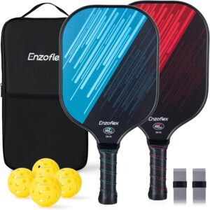 Pickleball Paddles Set of 2, USAPA Approved Carbon Fiber Pickle Ball Rackets 2 Pack, 14mm Polypropylene Honeycomb Core, Lightweight Design, Perfect for Beginners and Advanced Players