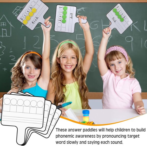 Seajan 12 Pcs Paddle Set Education Dry Erase Double Side Handheld Answer Board with Magnetic Counters Discs Phonemic Awareness Phonics Games Toy for Students Kids Teaching (Classic Color)