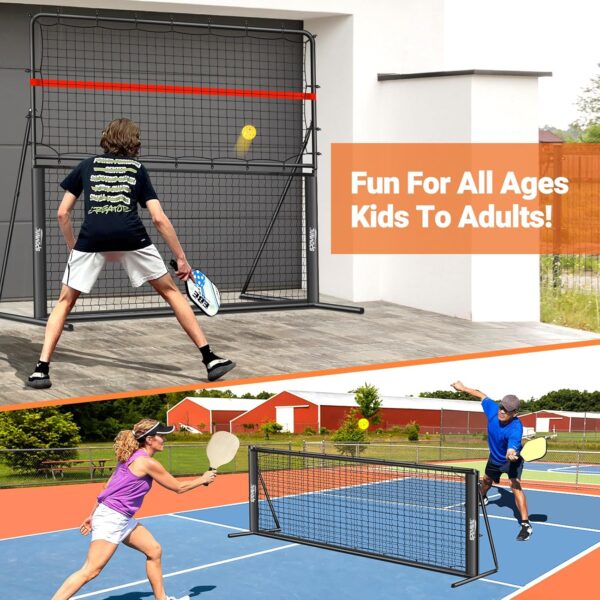 2-in-1 Pickleball Rebound Net & Pickleball Practice Trainer – 6x6FT Training Equipment Aid, Pickle Ball Trainer, Pickle Ball Machine for Dinks, Backhands, Volleys, Coordination, Kitchen, Ball Control