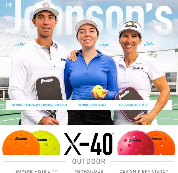 Franklin Pickleball 2 Player Carbon Fiber Paddle and X-40 Pickleball Set - (2) Carbon Fiber Paddles - (4) X-40 Balls - USA Pickleball Approved
