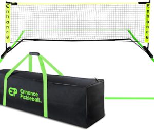 Enhance Pickleball Mini Court - Pickleball Net and Lines System for Driveway, Includes Half Court 10ft Pickle Balls Net and 7ft Kitchen Lines, at Home Pickleballs Court with Sturdy Pickleball Nets