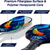 FLUORY Pickleball Paddles Set of 2, Lightweight Fiberglass Surface Pickleball Rackets Set with 4 Outdoor Indoor Balls,1 Carry Bag,Pickleball Racquets Gifts for Men Women