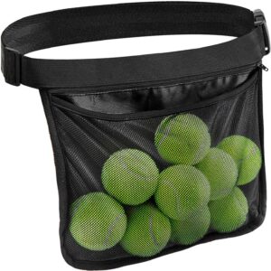 TOBWOLF Adjustable Tennis Ball Band Holder, Pickleball Waist Pouch, Mesh Hip Ball Bag Carrier, Fanny Pack Holding 8-10 Tennis or Pickleball for Cycling, Golf