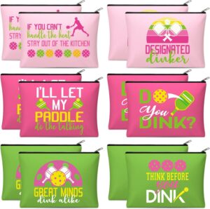 Paterr 12 Pieces Dink Ball Makeup Bags Sports Cosmetic Bag Funny Travel Organizer Zipper Pouch Dink Ball Lovers Gifts Christmas Gifts for Women Girls(Fashion Style)