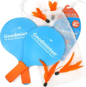 Goodminton - The World's Easiest Racquet Game - an Indoor Outdoor Year-Round Fun Paddle Game Set for Boys, Girls, and People of All Ages