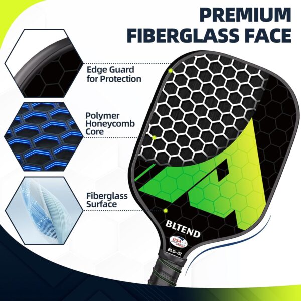 Bltend Pickleball Paddles- USAPA Approved-Fiberglass Pickleball Paddle Set of 4 Pickleball Rackets, 4 Outdoor Indoor Pickleball Balls, Pickleball Bag, Ideal Pickle Ball Paddle Gifts for Women Men