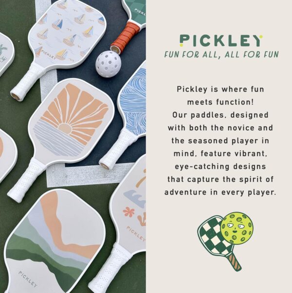 Pickleball Single Paddles - Fiberglass Surface, Honeycomb Core - Cool & Unique Designs - Sweatproof Foam Comfort Grip - Neoprene Cover - Gifts for Pickleball Lovers