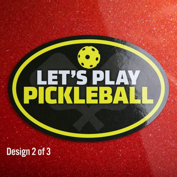 Pickleball Car Magnets - 3 Pack (Includes one of Each Design) - 6"x4" Magnets - Made in USA - for Indoor or Outdoor use.