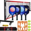 Pickleball Net for Driveway, Portable Pickleball Net System with Regualtion Size 22FT Pickle Ball Net, Outdoor Pickleballs, Carry Bag, Weather Resistant Metal Frame