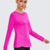 PINSPARK Long Sleeve Workout Tops for Women Crewneck Yoga Shirts Lightweight Athletic Gym Running Sport Casual T-Shirt
