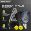 JOOLA Pickleball Paddles & Sets – Agassi Shape or Essentials – Fiberglass or Carbon Fiber Surface – UPA-A & USAP Approved – Single Paddle or Pickleball Set with Balls & Bag – Enhanced Spin & Control