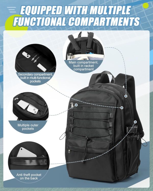 suwasp Pickleball Bag, Pickleball Backpack for Women and Men, Paddle Bag Fits 4 Paddles Accessories