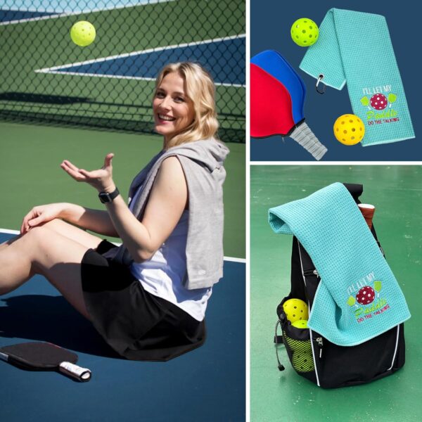 Pickleball Towels for Women, Microfiber Cotton Athletic Towels with Peg Embroidered Towel, Funny Gifts for Pickleball Lovers