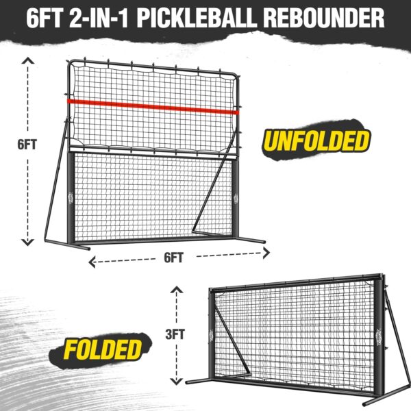 6x6FT Pickleball Rebound Net For Dinks Volleys Hits Training,Angle Adjustable Pickle ball Practice Rebounder Net For Outdoor Indoor Driveway Backyard,2 In 1 Pickleball Trainer For All Players