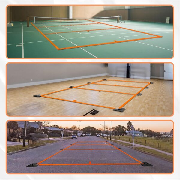 Portable Pickleball Court Lines for Outdoor & Indoor, No Measurement Required Pickleball Court Marker Kit, Easy Setup & Durable Design