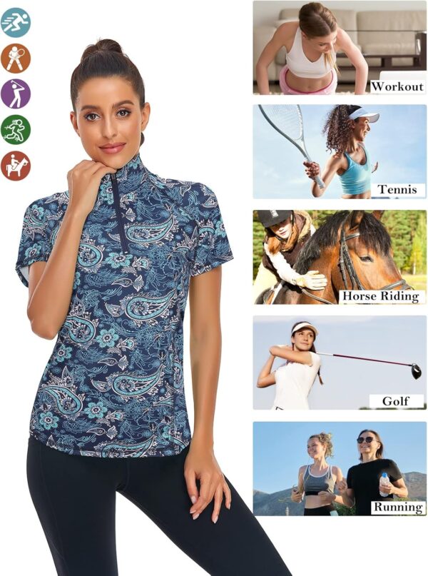 LURANEE Women's Short Sleeve Moisture Wicking Athletic Shirts Quarter Zip Pullover