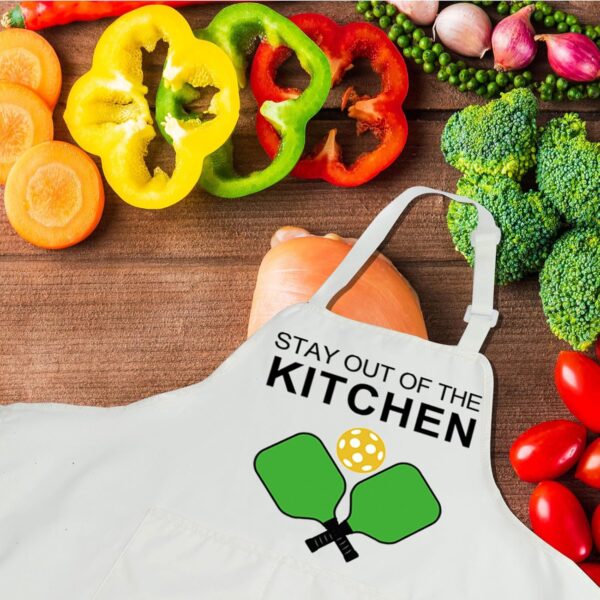 CENWA Pickleball Apron With Pockets Stay Out Of The Kitchen Adjustable Apron Gift For Pickleball Lover Retirement Gifts