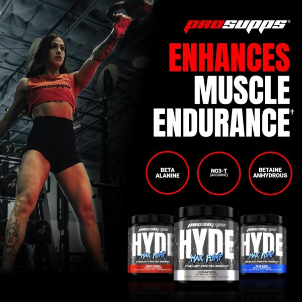 PROSUPPS Mr. Hyde Max Pump Pre Workout Powder - Stim-Free Preworkout Supports Blood Flow, Muscle Volume & Endurance - Caffeine-Free Nitric Oxide Gym & Fitness Supplements (Blue Razz, 20 Servings)