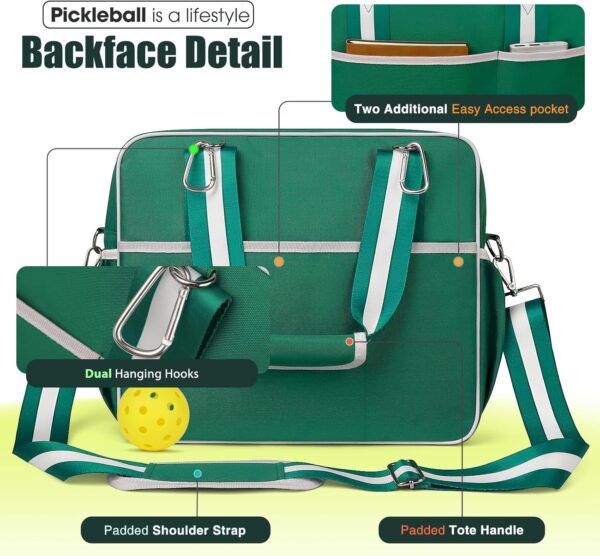 Newluck Pickleball Sling Tote Crossbody Bag for Women Men with Paddle Cover Pocket External Ball Bag and Adjustable Shoulder Strap Fence Hook Accessories