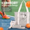 Pickleball Bag - Large Gray Canvas Tote Bag for Women and Men, Fits 2 Pickle Ball Paddles & Shoe Storage, Adjustable Strap, Fence Hook, Pickleball Gifts & Accessories