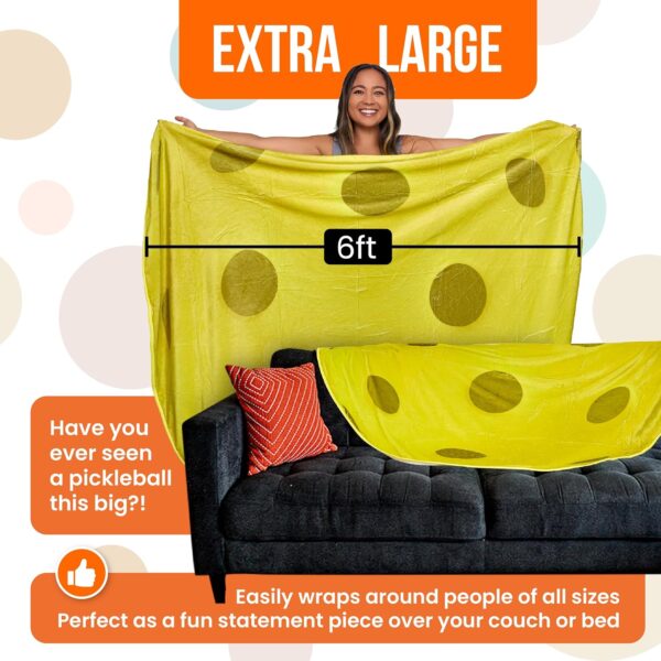 Pickleball Blanket - Giant 6 Foot Pickleball Blanket, 72", Funny Pickleball Gifts for Pickleball Lovers, Pickleball Accessories for Women & Men, Pickleball Gifts for Women, Men & Kids