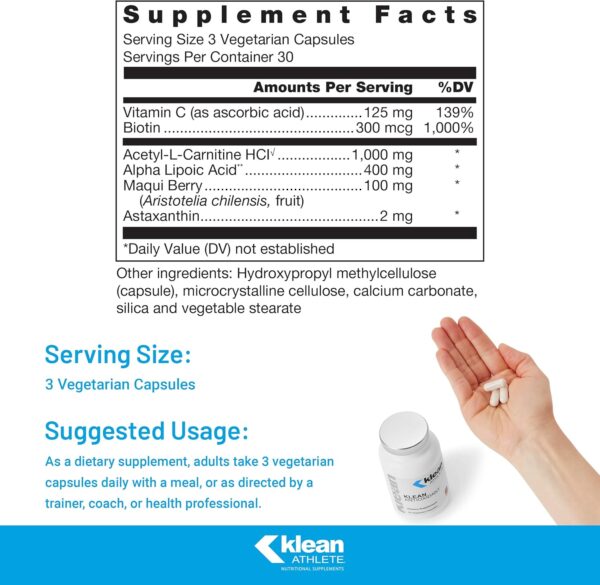 Klean ATHLETE Klean Antioxidant | ALA, L-Carnitine and Antioxidants to Help Guard Against Cellular Damage from Intense Training | NSF Certified for Sport | 90 Capsules