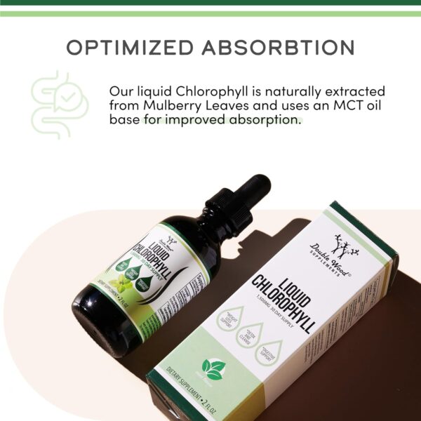 Chlorophyll Liquid Drops - Peppermint Flavored, Vegan Safe (Rich, Full Texture and Taste, Not Watered Down) for Skin Health, and Immune Function (Líquidas de Clorofila) by Double Wood