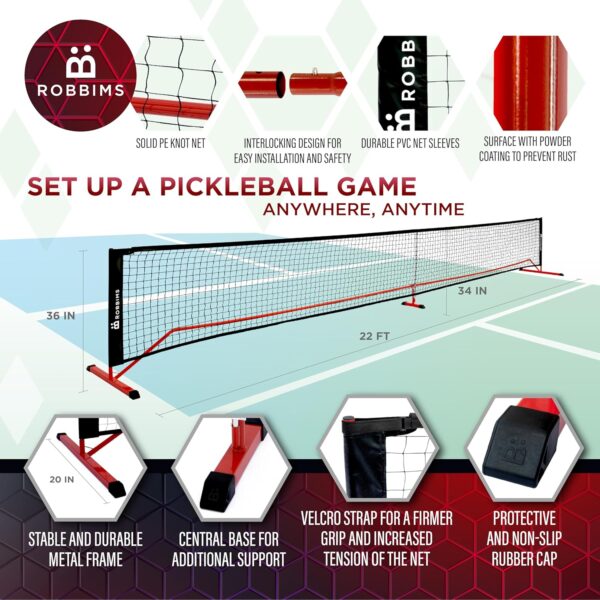 Portable Pickleball Set with Net | 4 USAPA Approved Carbon Fiber Paddles, Duffle Bag, Regulation Size Pickleball Net System, Assembly Manual, 8 Outdoor Balls, Court Marker Kit and Carry Bag