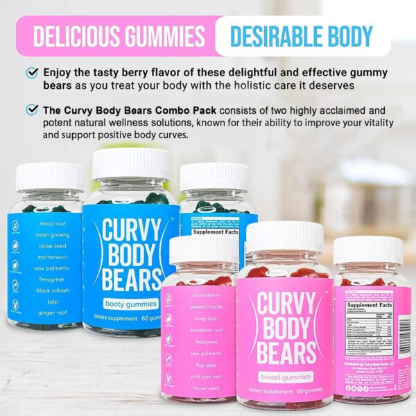 Top Support & Peach Support Combo Pack Gummies for Women | Workout Aid | Fitness Supplement |9 Herbal Extracts | Essential Vitamins | Berry Flavor | 2 Bottles | (120 Gummies Count)