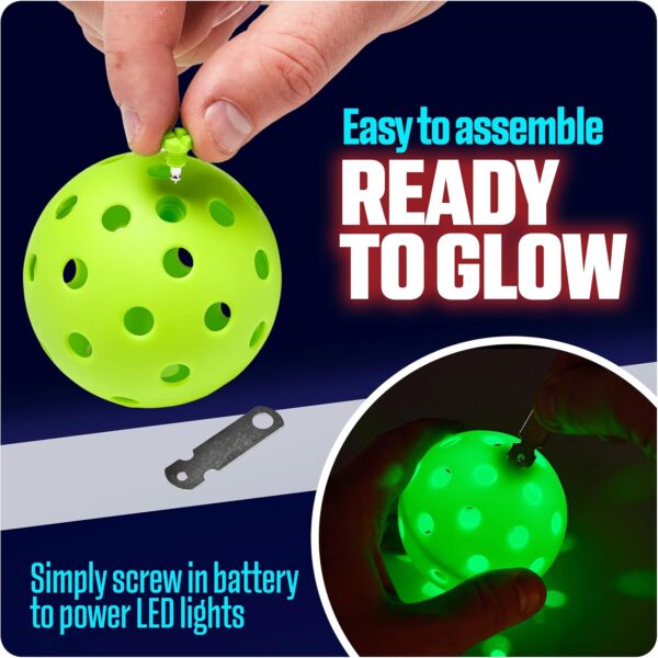 GlowCity LED Pickleball Set: Pack of 4 Glow in The Dark Pickleballs with 20 Hours of Glow Time - Great for Night Time Play