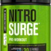 Jacked Factory NITROSURGE Pre Workout Supplement - Energy Booster, Instant Strength Gains, Clear Focus & Intense Pumps - NO Booster & Powerful Preworkout Energy Powder - 30 Servings, Blue Raspberry