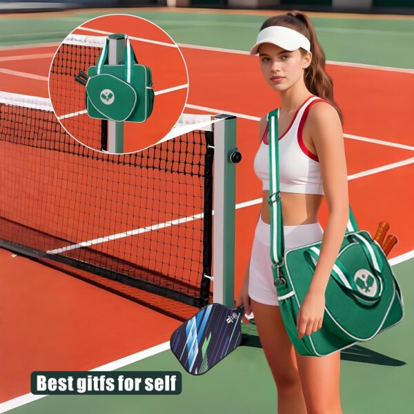 Newluck Pickleball Sling Tote Crossbody Bag for Women Men with Paddle Cover Pocket External Ball Bag and Adjustable Shoulder Strap Fence Hook Accessories