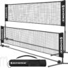 SONGMICS Badminton Net, Height Adjustable Volleyball Net, Pickleball Net for Junior Tennis, Kids, Indoor Outdoor Court, Foldable Nylon Net with Poles 10ft/13ft/16.5ft Wide