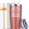 Lifecapido Pickleball Gifts 20oz Insulated Tumbler, Funny Christmas Birthday Gifts for Pickleball Lovers Player Coach (Rose Gold)