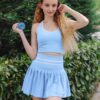 ATTRACO 2 Piece Tennis Dresses for Women High Waisted Pleated Skirt Sets Seamless Colorblock Golf Outfits