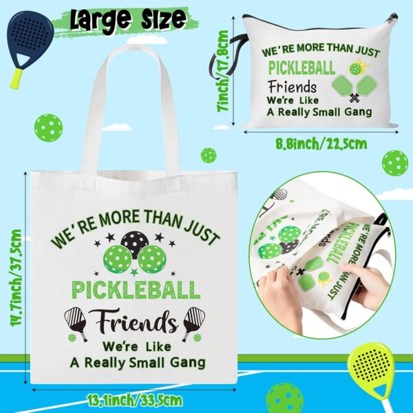 Y1tvei Pickleball Canvas Tote Bag - 2Pcs Pickleball We're More Than Just Friends Cosmetic Tote Bag Set, Reusable Grocery Folding Shopping Bag, Funny Unique Pickleball Gifts for Women Pickleball Lovers